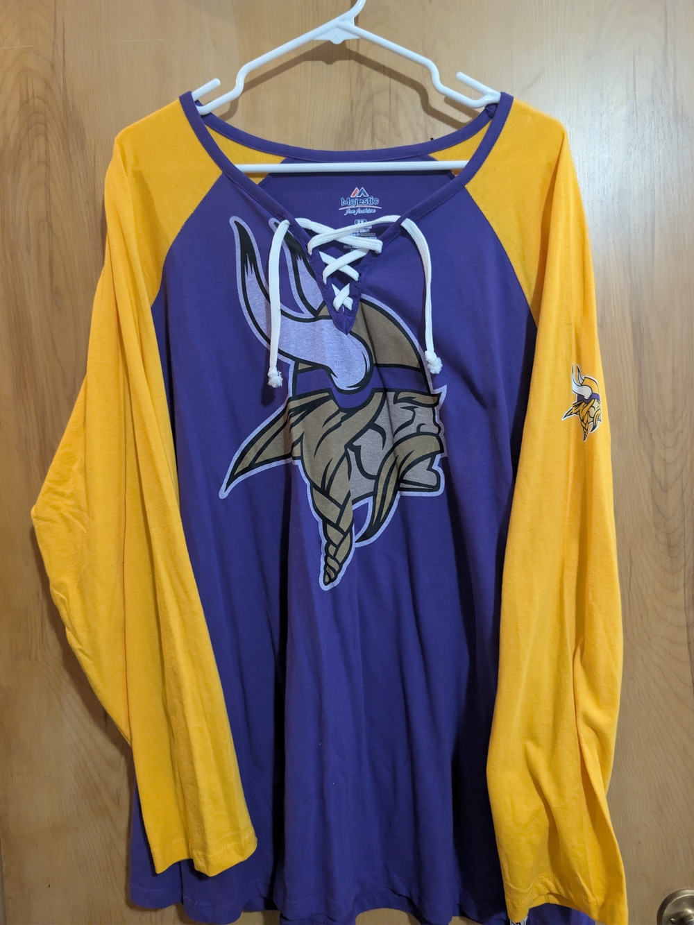 Majestic Purple and Gold Vikings Lace-Up Raglan Long Sleeve Tee